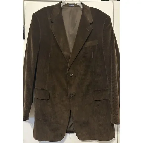 Meeting Street Mens Sport Coat Size 42L Brown Corduroy Blazer Lined 100%‎ Cotton - Picture 2 of 15